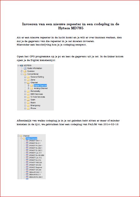 Invoeren nw rep codeplug